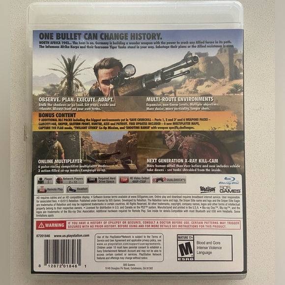 Sniper Elite 3 III PS3 Playstation 3 Ultimate Edition COMPLETE - Picture 2 of 3